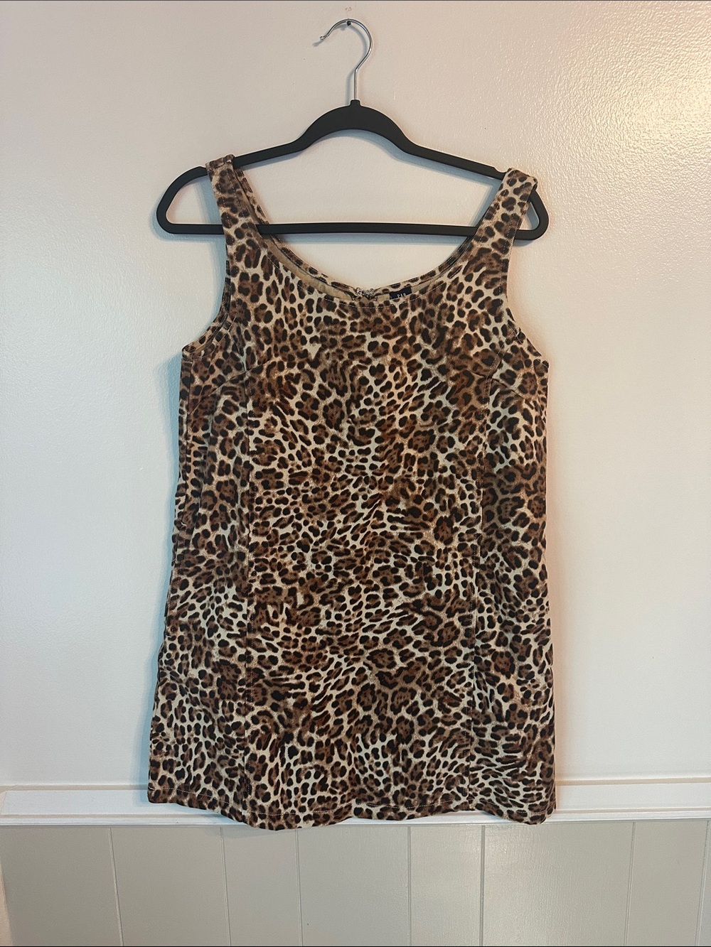 GAP Leopard Print Mini Dress - Size Small Petite Ultra Soft Denim.